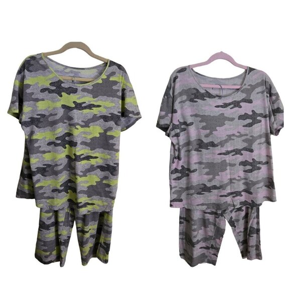 Lot Of 2 Lightweight Camo Capris Pajama Sets Size XL - Picture 1 of 9